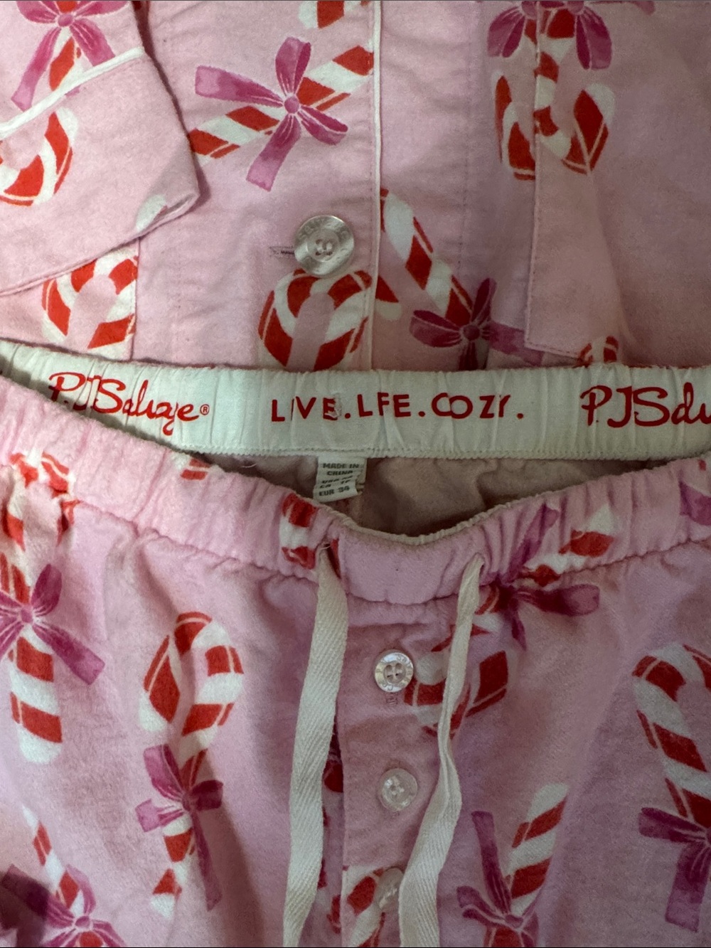 PJ Salvage Sweeter Than Sugar Candy Cane Classic Flannel Pajama Set - Picture 4 of 5